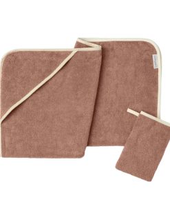 Cloud Loom™ Organic Baby Hooded Towel and Bath Mitt Set