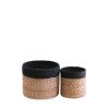 Abaca Cylinder Tabletop Basket. nested set of 2