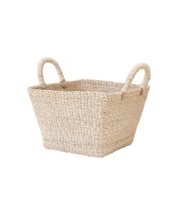 Abaca Tapered Square Tabletop Basket with Handles
