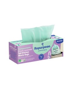 Compostable 13-Gal Tall Kitchen Bags. Lavender Scented