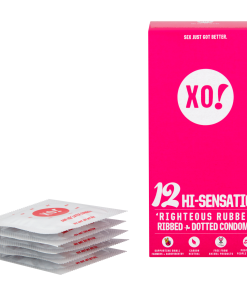 XO! by Flo Hi-sensation Ribbed + Dotted Condoms Natural Feel Vegan (Regular Fit)